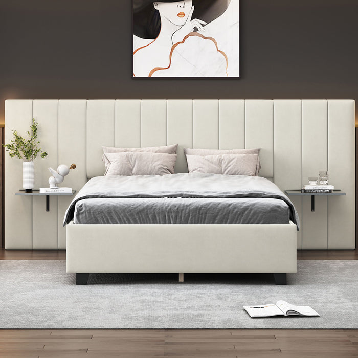Upholstered Platform Bed With Big Headboard