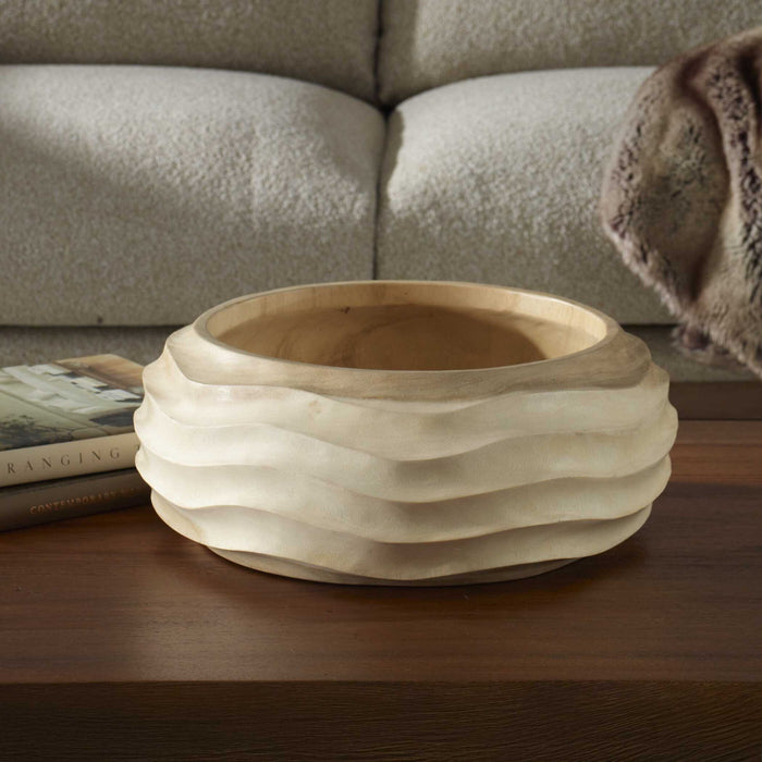 Waveform - Bleached Wood Bowl - Beige