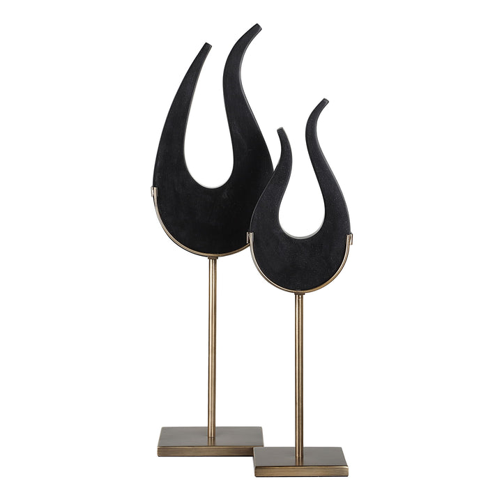 Black - Flame Sculptures (Set of 2)