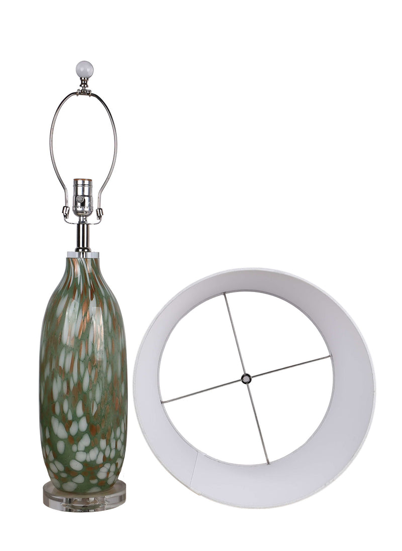 "Verdant Glow" Art Glass Table Lamp (Set of 2) - Green Art Glass