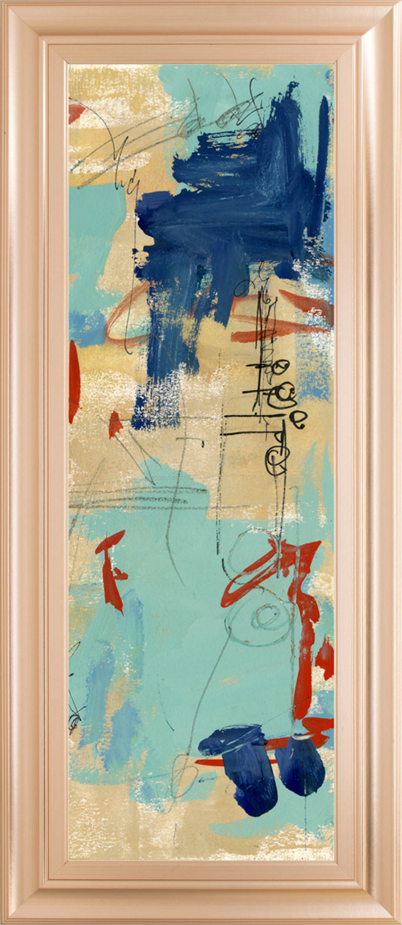 Composition 4a By Melissa Wang - Framed Print Wall Art - Light Blue