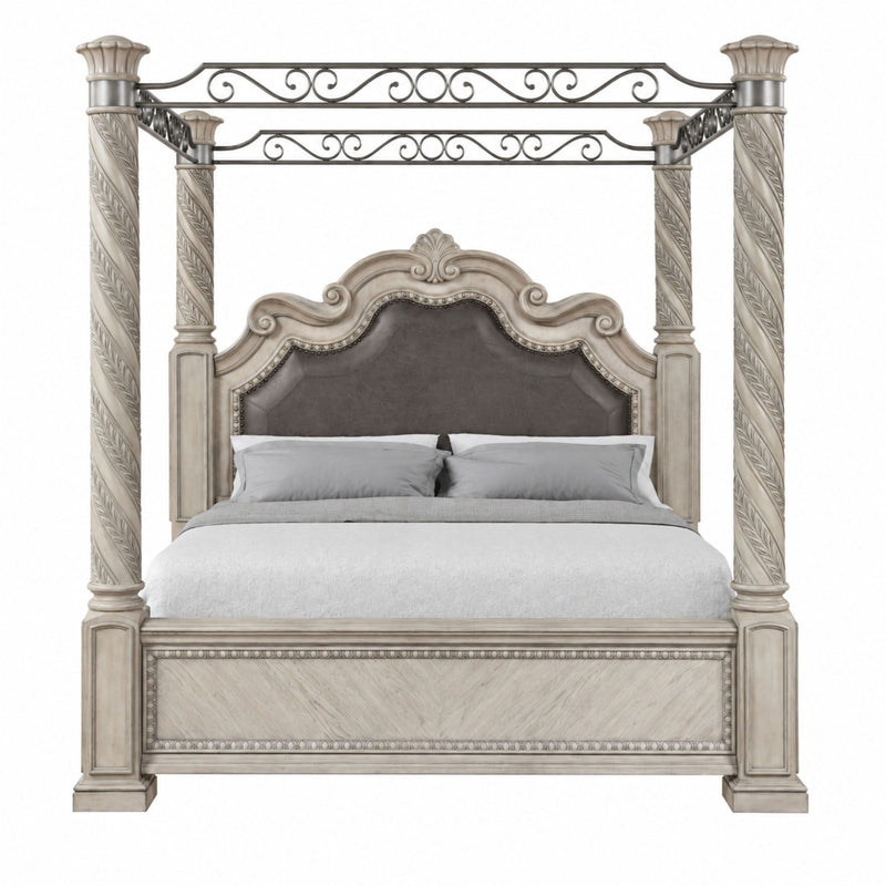 Panel Canopy King Bed - Gray