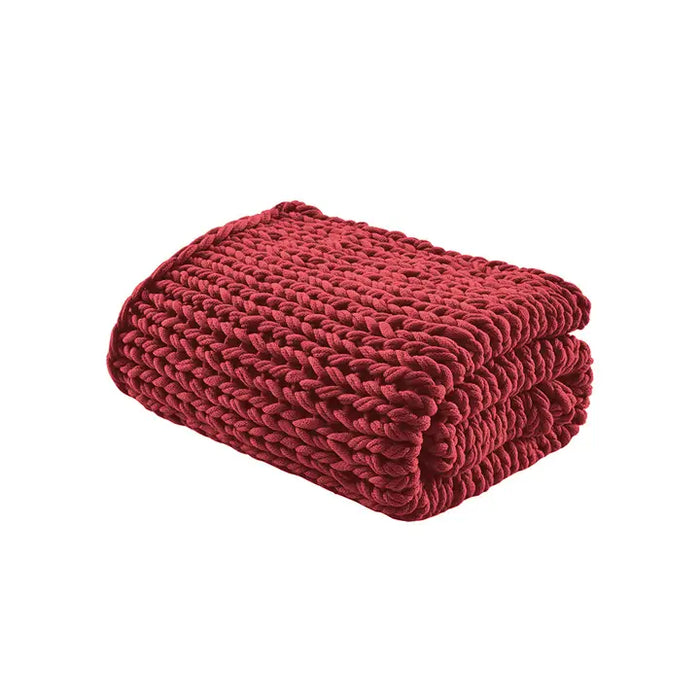 Handmade Chunky Double Knit Throw | 50x60 | Red