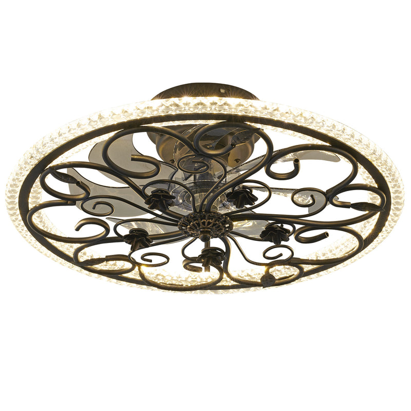 Flower Caged Ceiling Fan With LED Light And Remote Control - Matte Black