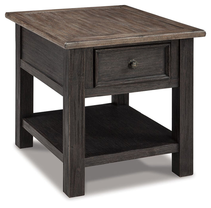 Tyler - Grayish Brown / Black - Rectangular End Table