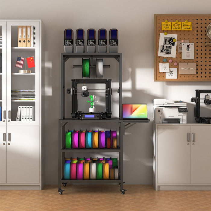 Heavy Duty 3D Printer Stand With Filament Storage Rack - Black