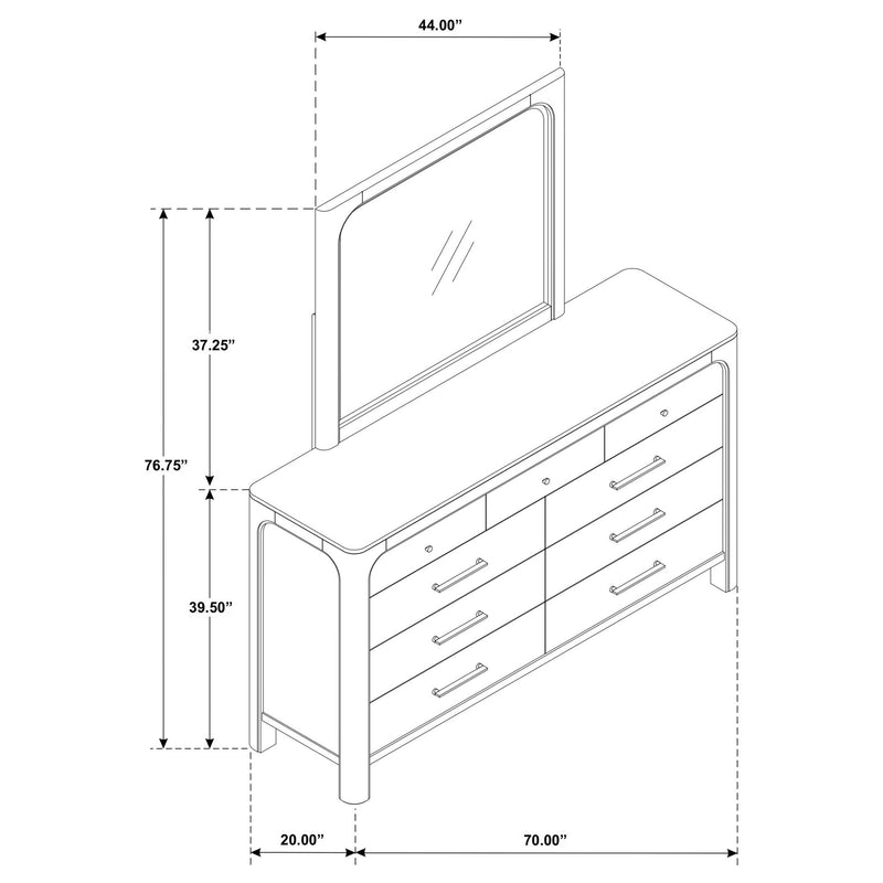 Flores - 9 Drawer Dresser With Mirror - Mango Color