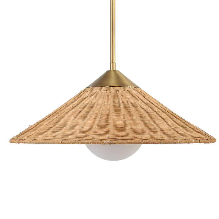 Phuvinh - 1 Light Rattan Shade Pendant - Beige