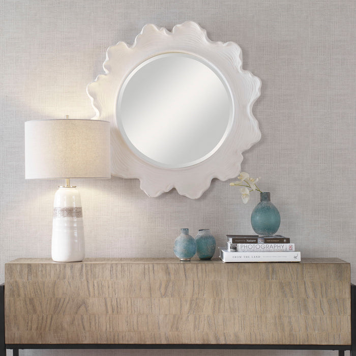 Sea Coral - Round Mirror - White