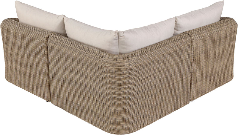 Seacrest - Olefin Water Resistant Fabric And Wicker 3 Piece Outdoor Patio Modular Sectional