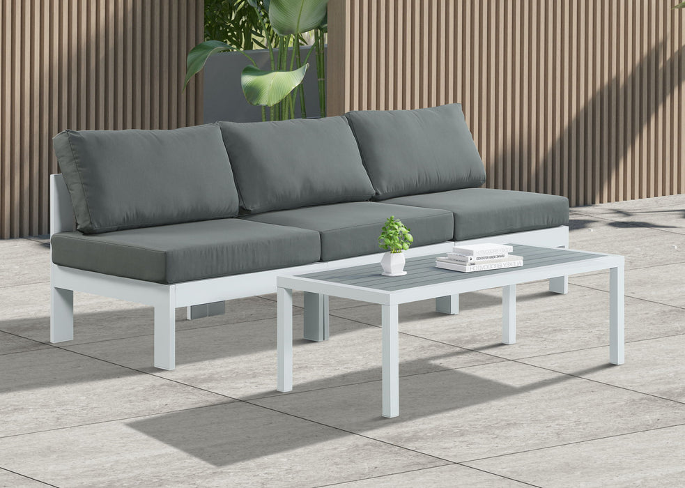 Nizuc - Outdoor Patio 3 Seat Armless Modular Sofa With White Frame