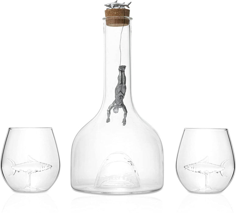 Shark Whiskey Decanter Set by The Wine Savant - 1000ml Shark