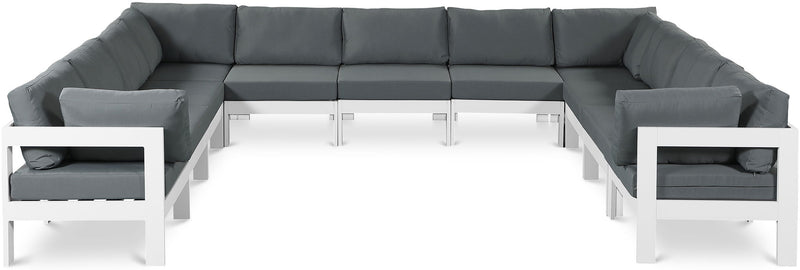Nizuc - Outdoor Patio 11 Piece Modular Sectional With White Frame