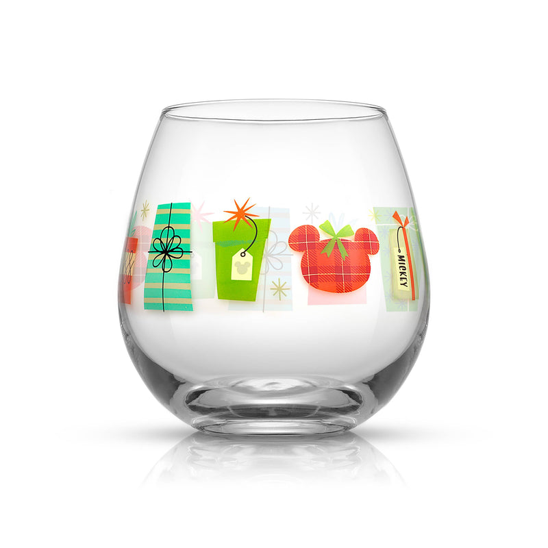 Disney Mickey Mouse Christmas Joy Oh Joy Stemless Wine Glasses | 15 oz | Set of 4