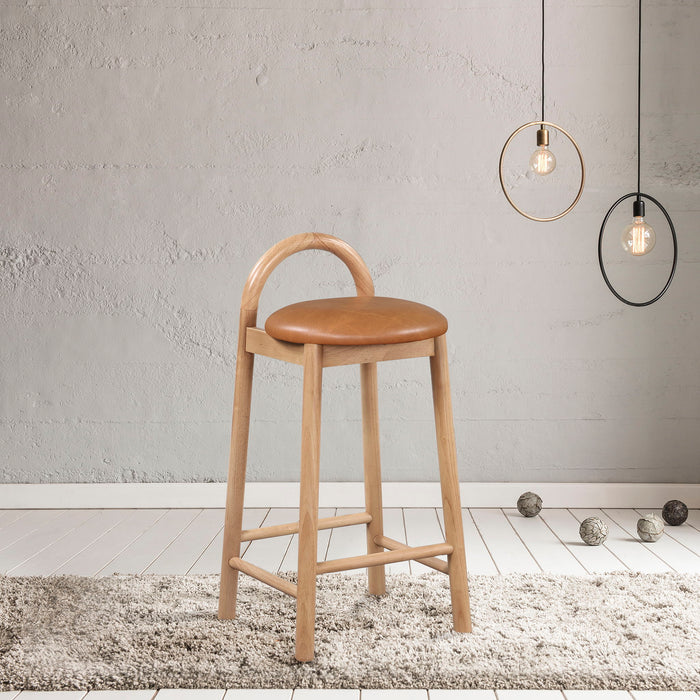 Calvin - Faux Leather Stool - Light Brown Legs