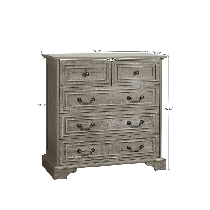 Modern 5 Drawer Dresser For Bedroom, Ample Storage Wide Chest Of Drawers