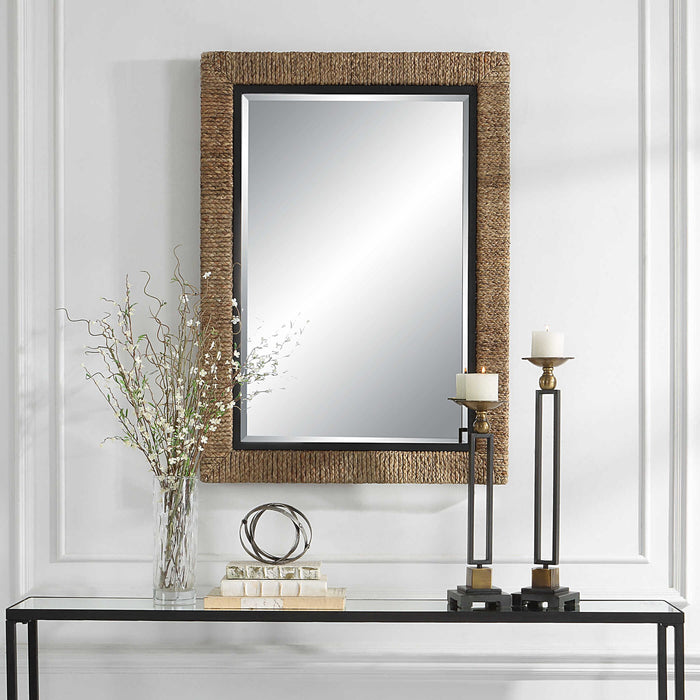 Island - Braided Straw Mirror - Light Brown