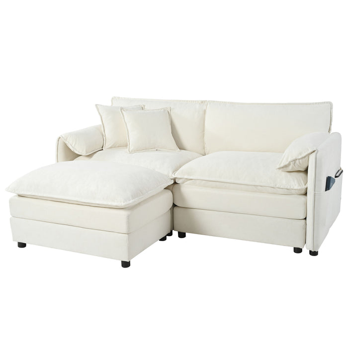 Modern Comfy Deep Seat Modular Sectional Sofa Cloud Couch With Ottoman