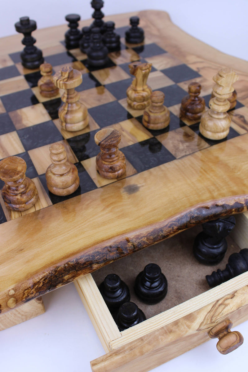 Olive Wood Resin Chess Board