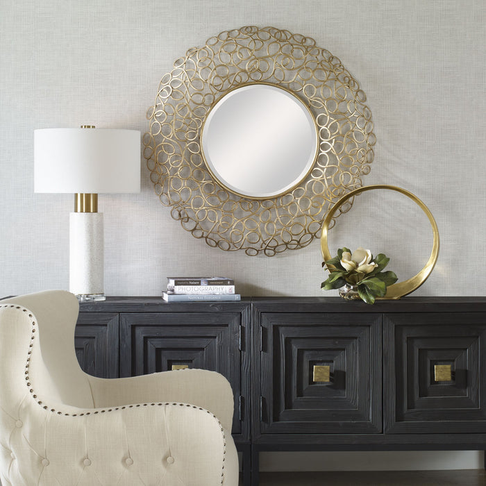 Swirl - Round Mirror - Gold