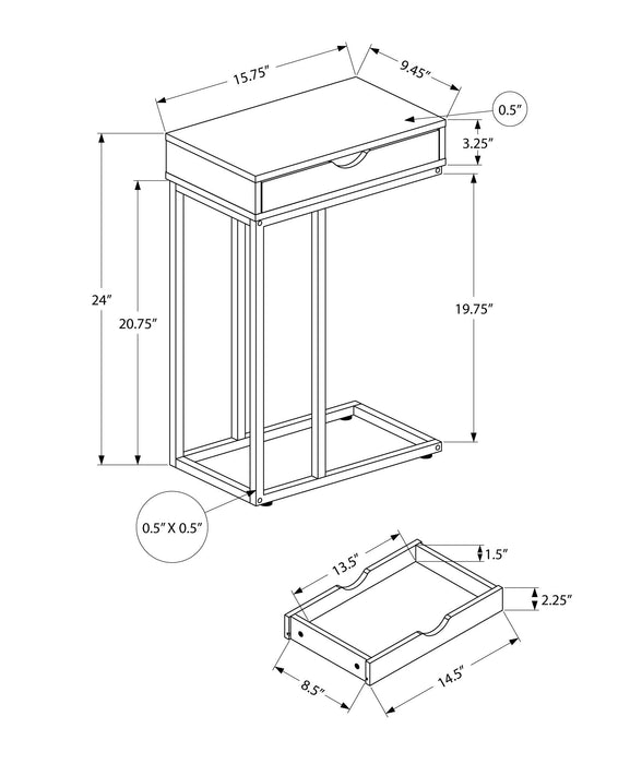 Accent Table, C - Shaped Contemporary & Modern Versatile Design