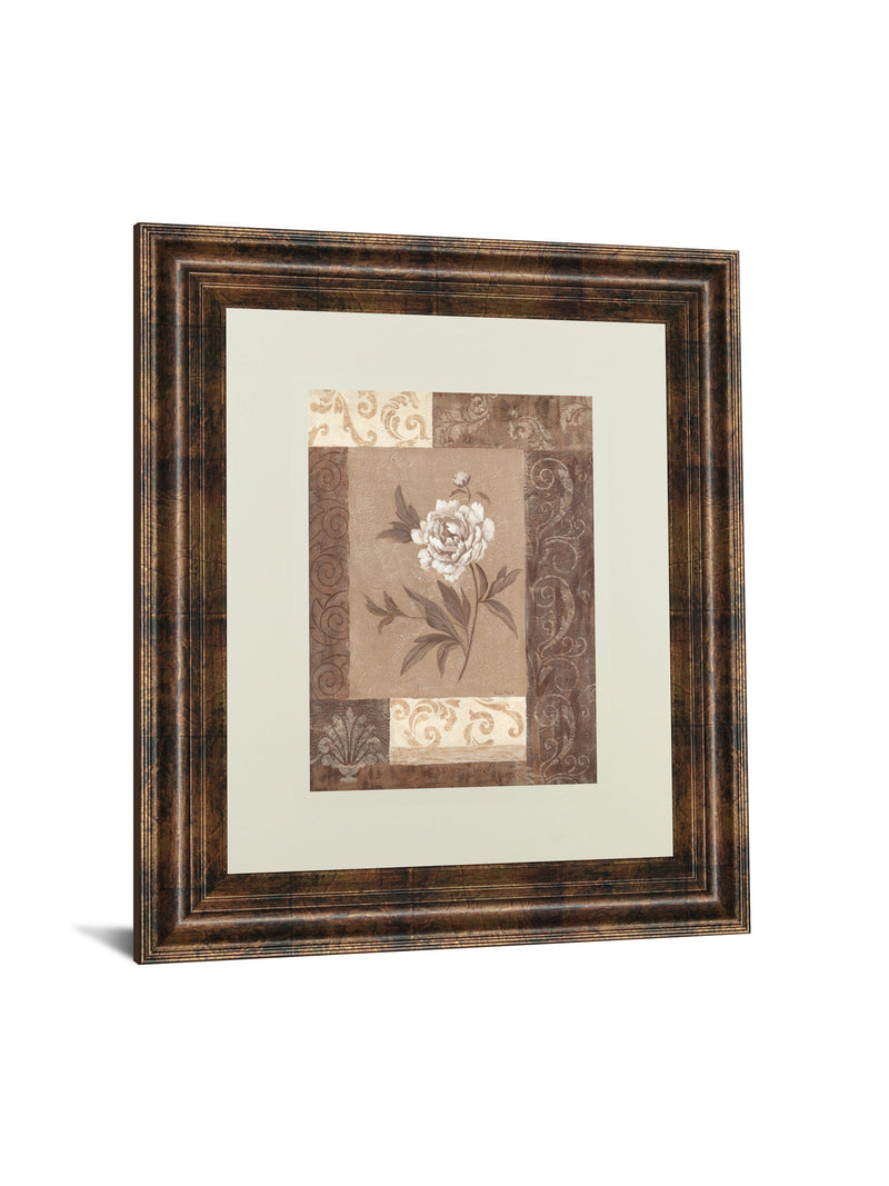 Single Peony By Vivian Flasch - Framed Print Wall Art - Light Brown