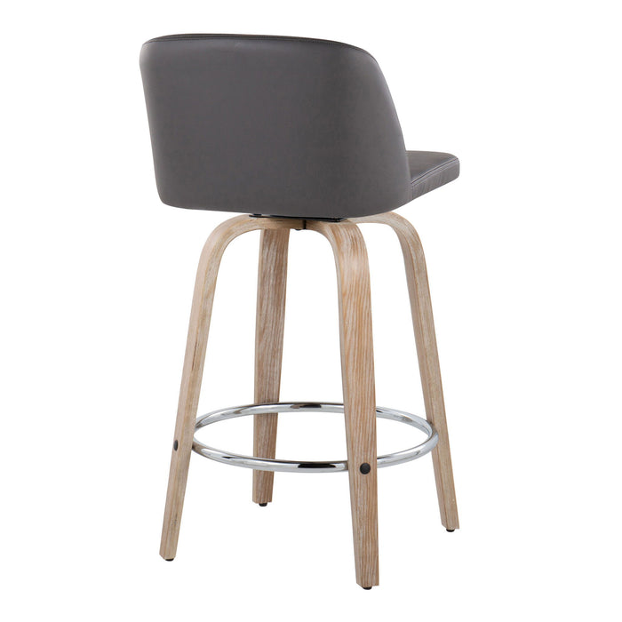 Toriano - Modern Design Fixed Height Counter Stool With Swivel With Round Footrest (Set of 2)