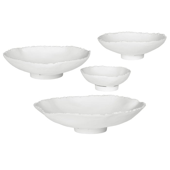 Lucky Coins - Metal Wall Bowls (Set of 4) - White