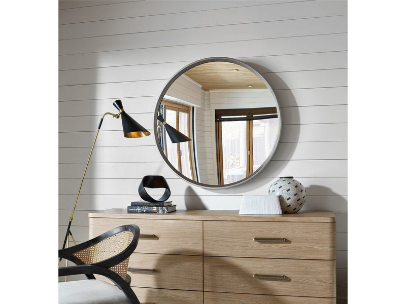 Avaline, Modern - Round Mirror - Pearl Silver
