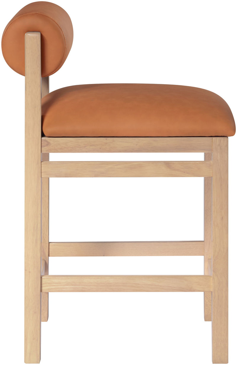 Roundhill - Faux Leather Counter Stool - Natural Frame