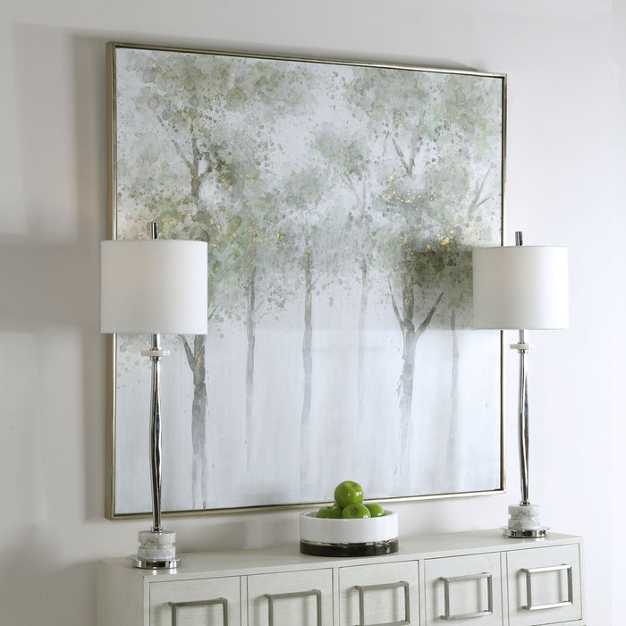 Calm Forest - Landscape Art - Pearl Silver