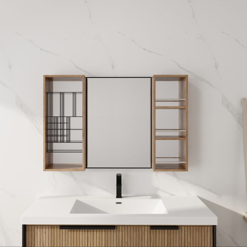 41.3" Wall Mounted Bathroom Cabinet With Storage - Imitative Oak