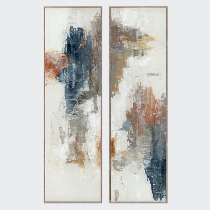 Brand New - Diptych Painting Art by Buddy Whitlock - Dark Gray / Blue