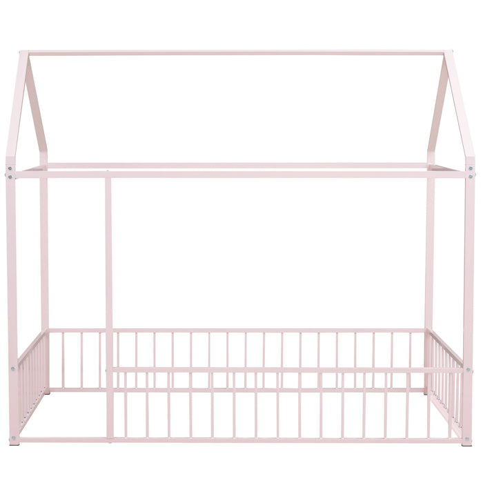 Metal Bed House Bed Frame With Fence