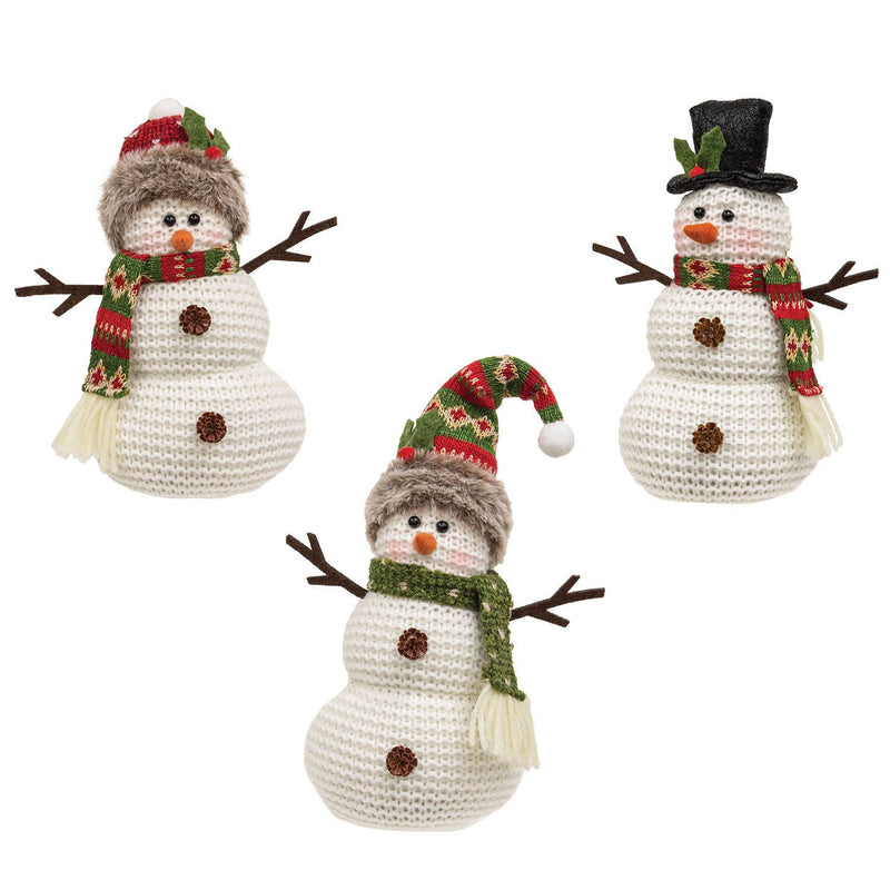 Green Nordic Knit Snowman Sitter, 3 Asstd.