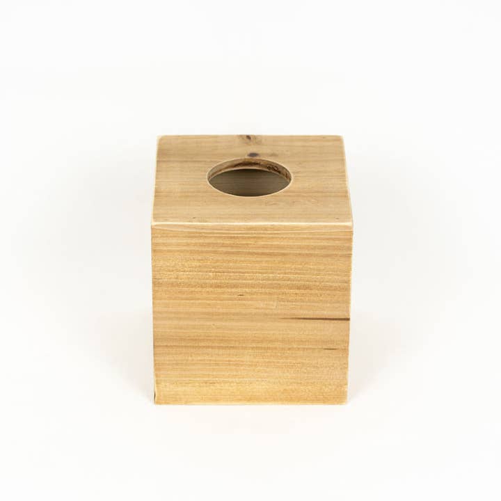 Wood Cube Tissue Box