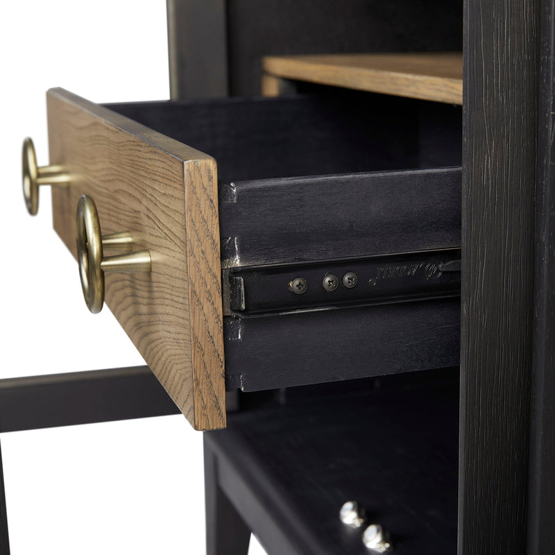 Elure - Glass Door Nightstand - Peppercorn