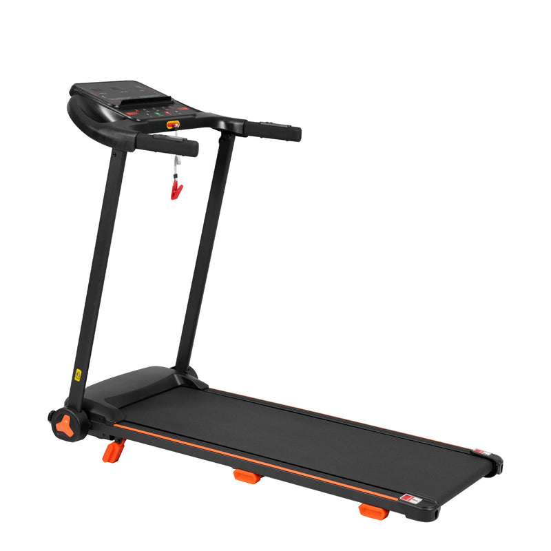 2.5Hp Quiet Folding Treadmill With Heart Rate Sensor, 300Lbs Weight Capacity, With USB Charge Station For Android & Bluetooth Speaker, 6 Shock Absorbing - Black