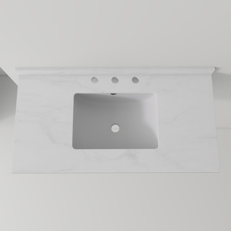 Basin Sink, 0.6" Ultra Thin Profile, Triple Faucet Holes, Sink Only