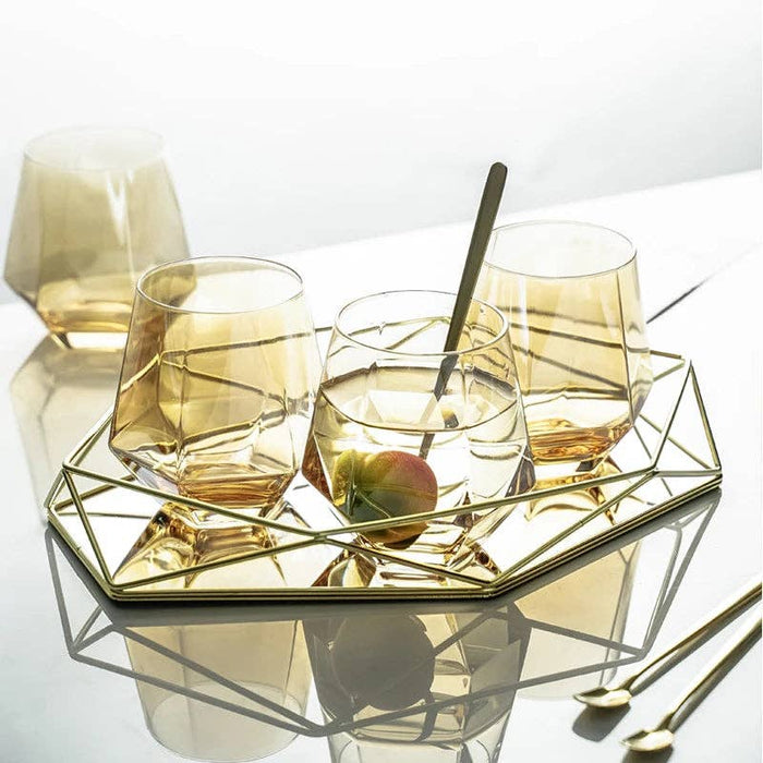 Polygon Glass Mirror Tray