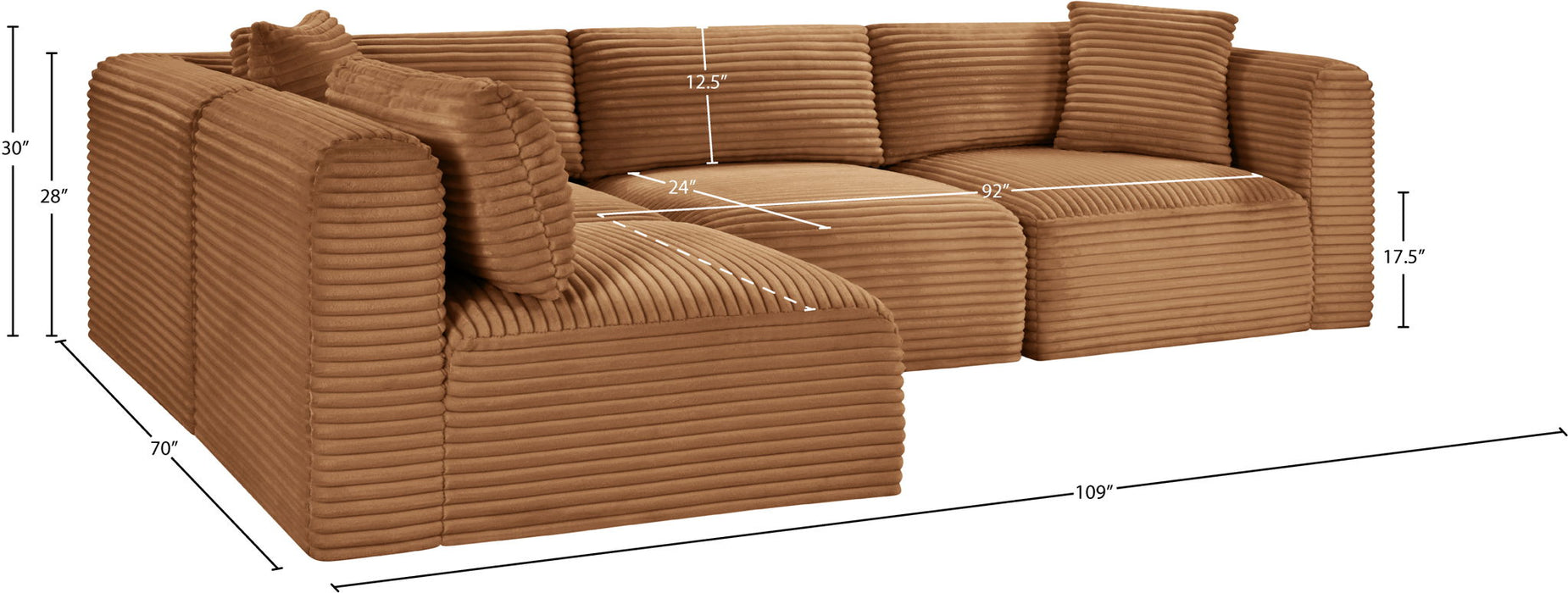 Shaggy - Fabric 4 Piece Modular Sectional
