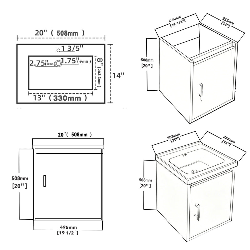 Floating Bathroom Vanity Combo, Wall Mounted Cabinet With Sink & Soft Close Doors For Small Bathrooms