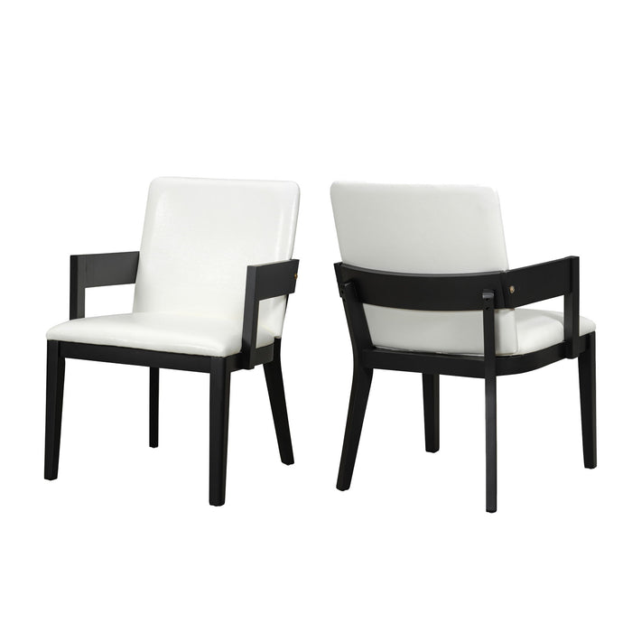Modern Glossy Dining Chairs (Set of 2), Elegant Upholstery And Ergonomic Design - Black White