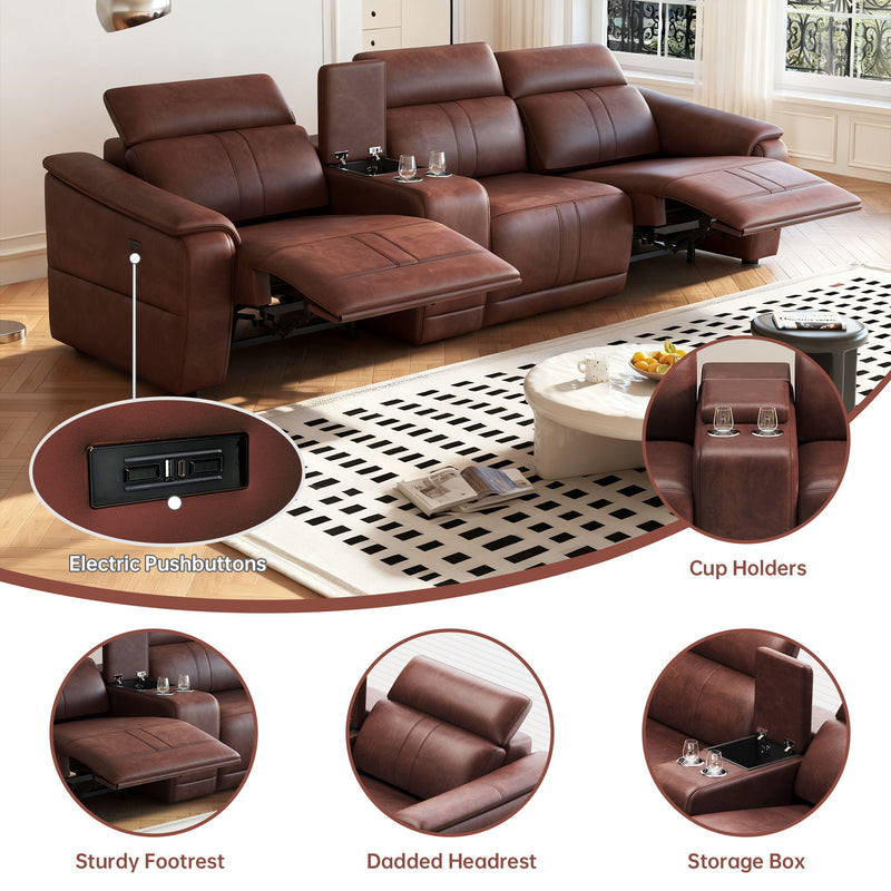 Modular Sofa With Recliners And Cup Holders Sectional Set