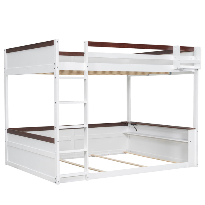Bunk Bed With Built In Shelves, Storage Box, LED Light And USB Charging Station