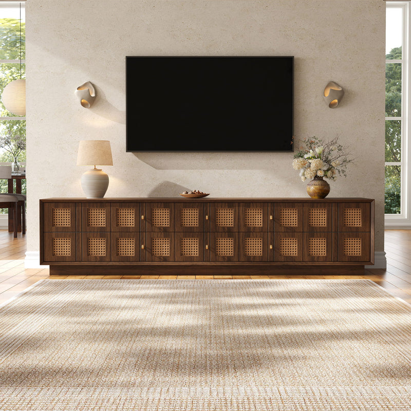 Media Console TV Stand With 6 Drawers & 2 Cabinets - Walnut