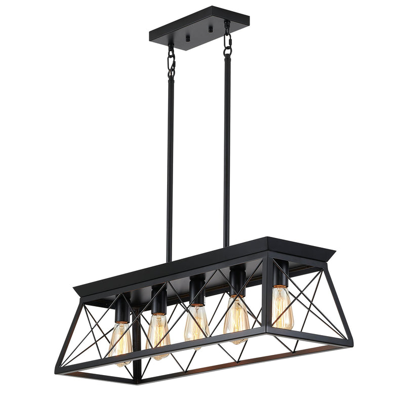 Chandelier Pendant Light For Dining Room Kitchen, 5 Light Fixture With Adjustable Height