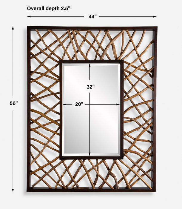 Teak Maze - Rectangle Mirror