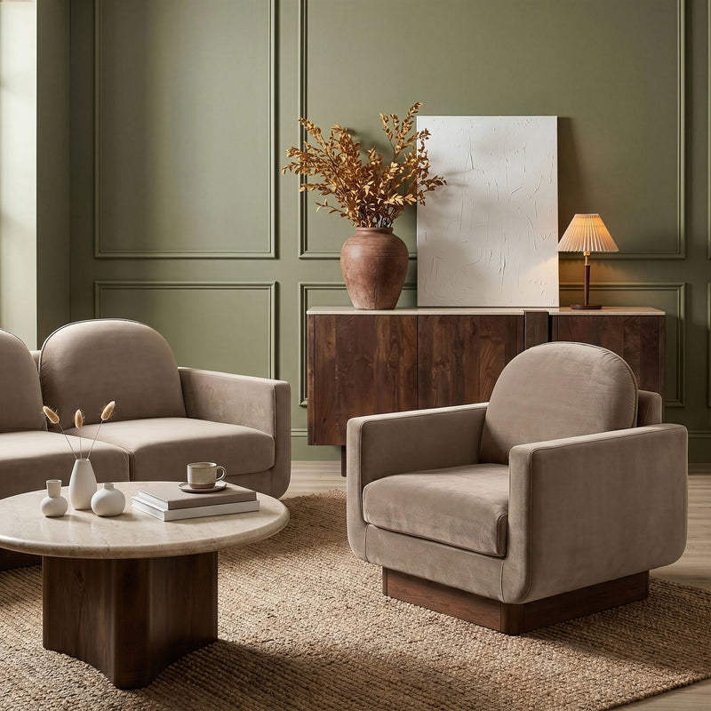 Diviento - Velvet Performance Fabric Upholstered Accent Chair