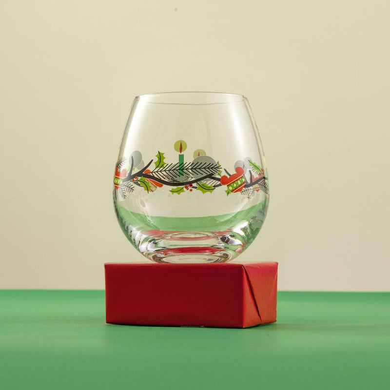 Disney Mickey Mouse Christmas Joy Oh Joy Stemless Wine Glasses | 15 oz | Set of 4